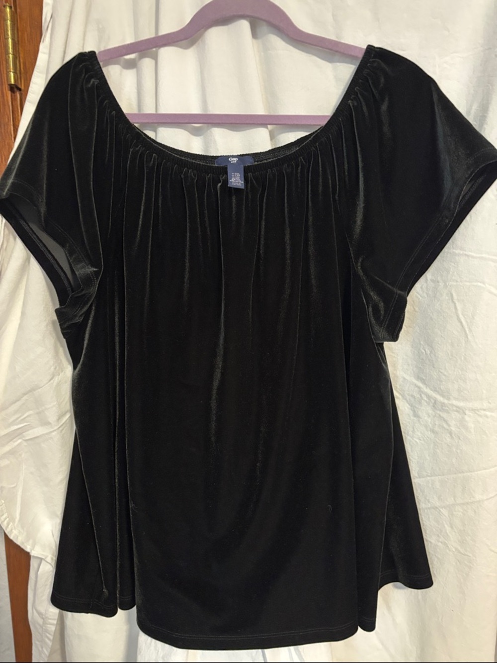 GAP Black Velvet Off-Shoulder Blouse
